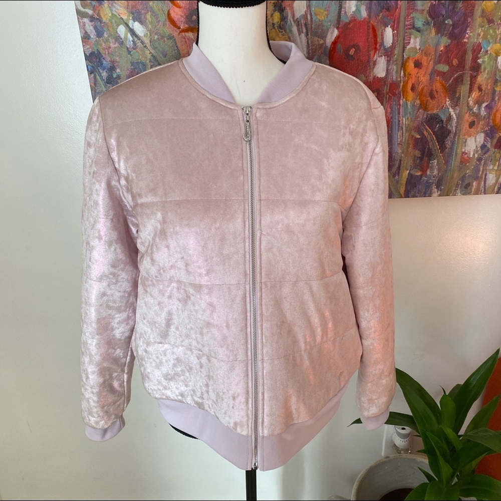 Juicy couture pink velvet bomber jacket